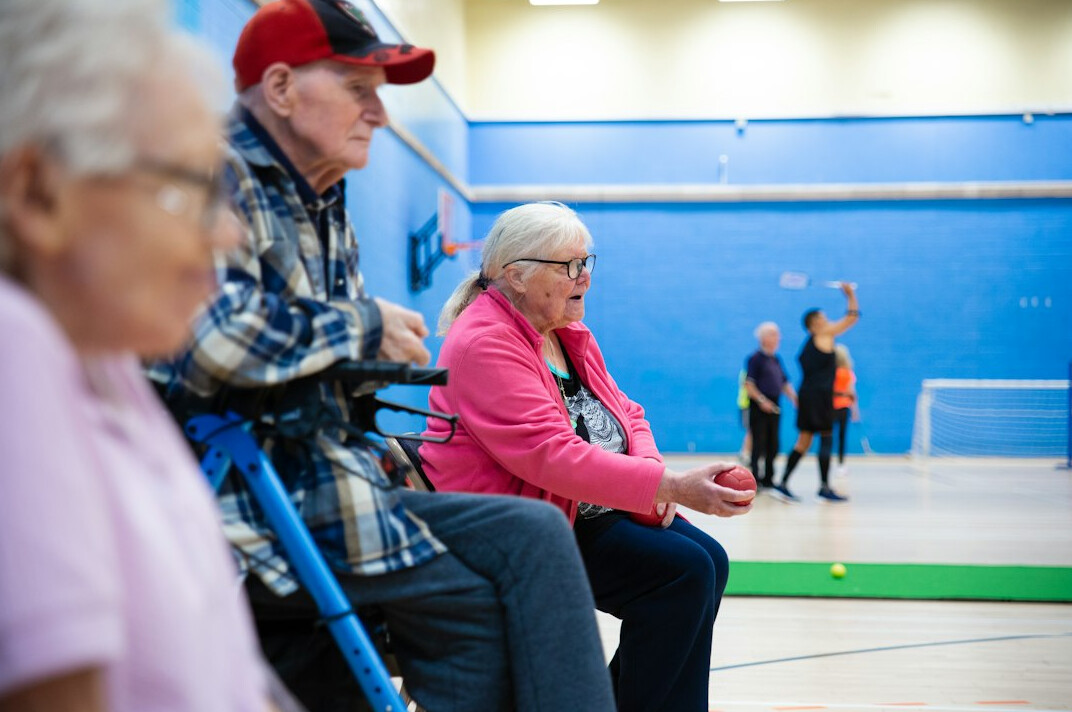 group of seniors in active aging center