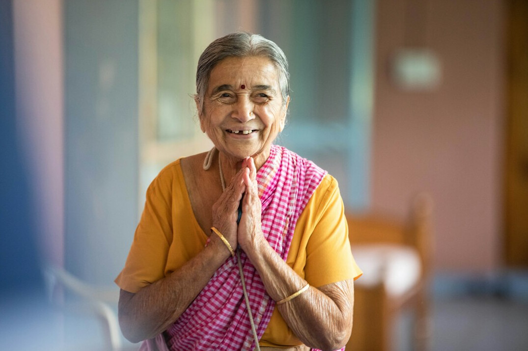 senior woman smiling during workout