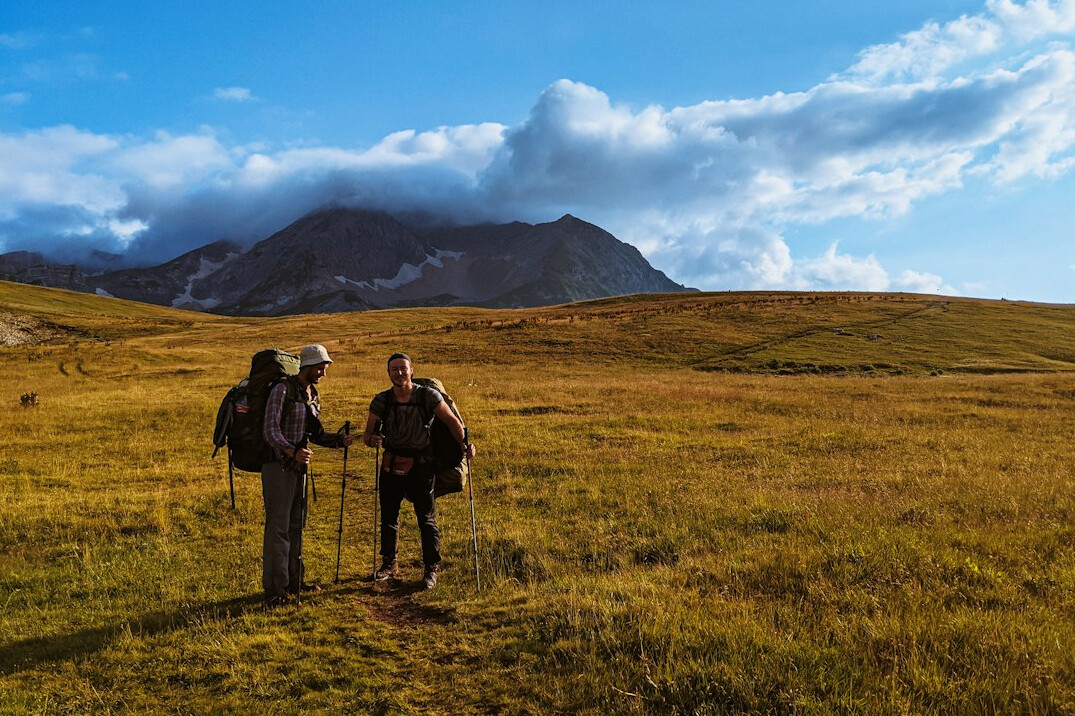 seniors hiking in nature